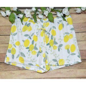Cute Free Press Elastic Waist Pull On Ribbed Shorts Size M Lemon Print